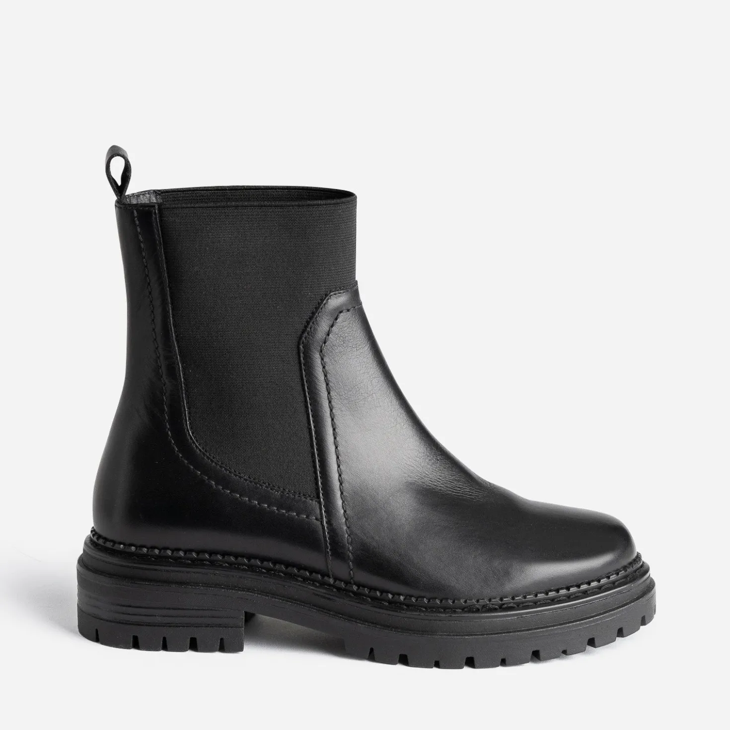 Chelsea boots TEXTO noir en cuir à semelle crantée