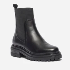 Chelsea boots TEXTO noir en cuir à semelle crantée