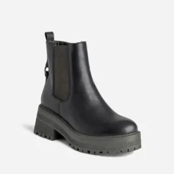 Chelsea boots TEXTO noir et kaki