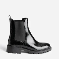 Chelsea boots TEXTO noir verni embossé effet python