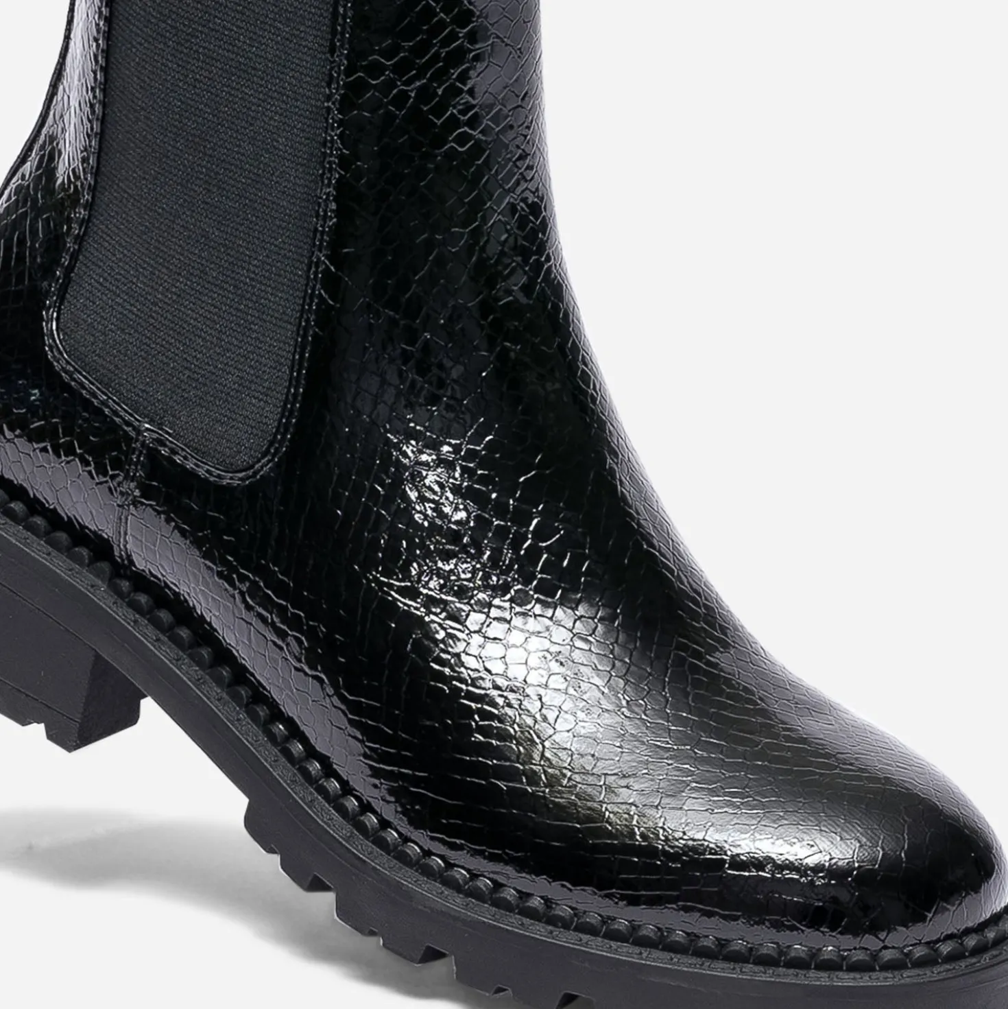 Chelsea boots TEXTO noir verni embossé effet python