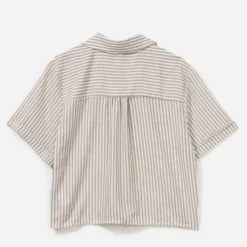 Chemise beige rayée manches courtes