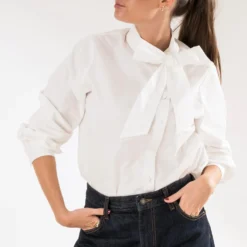 Chemise ERAM WEAR blanche à col lavallière