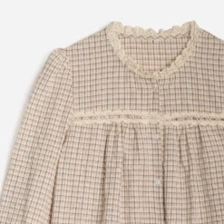 Chemise ERAM WEAR écrue motif carreaux