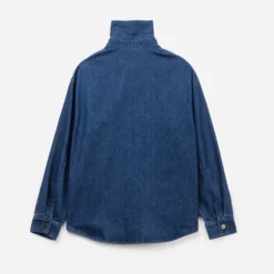 Chemise ERAM WEAR en jean bleu à col Lavallière