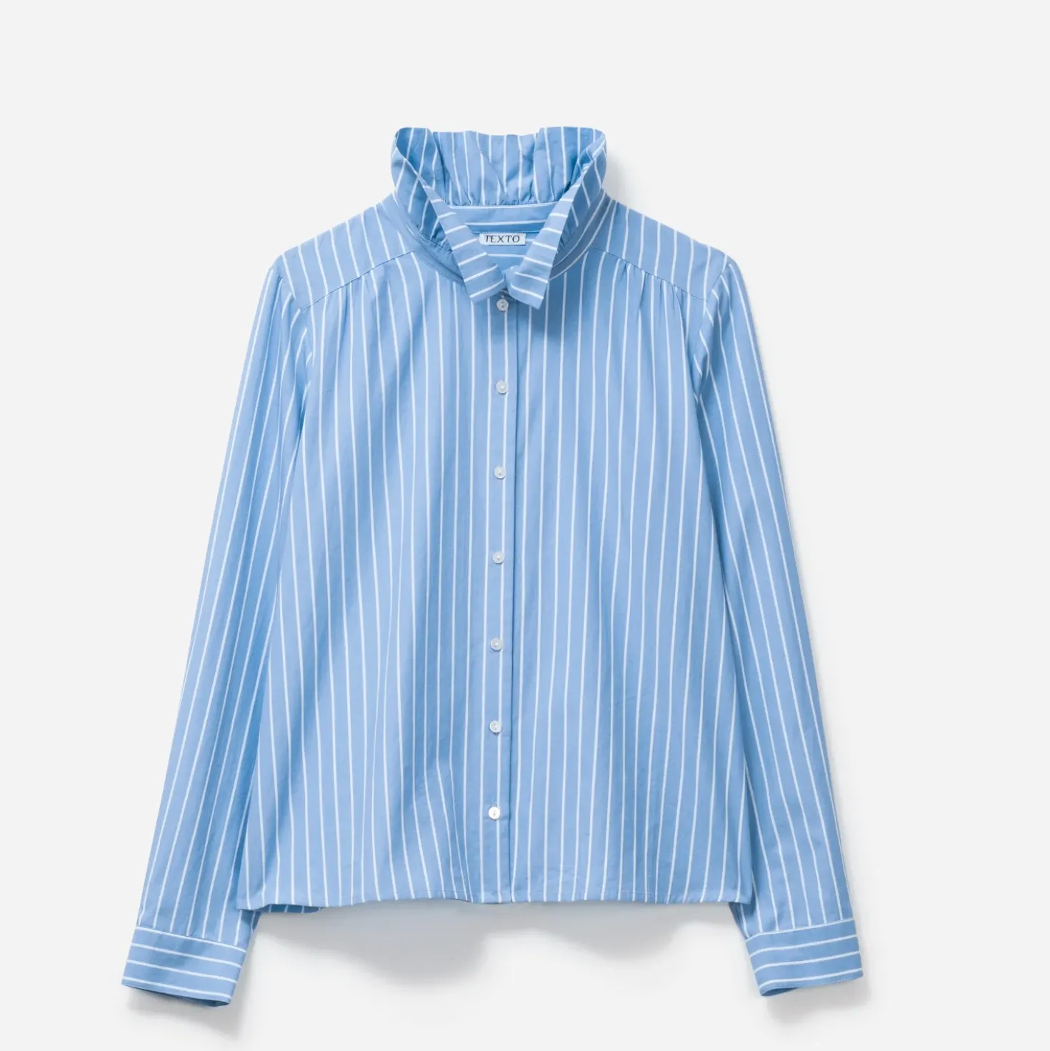 Chemise TEXTO bleue motif rayures col victorien