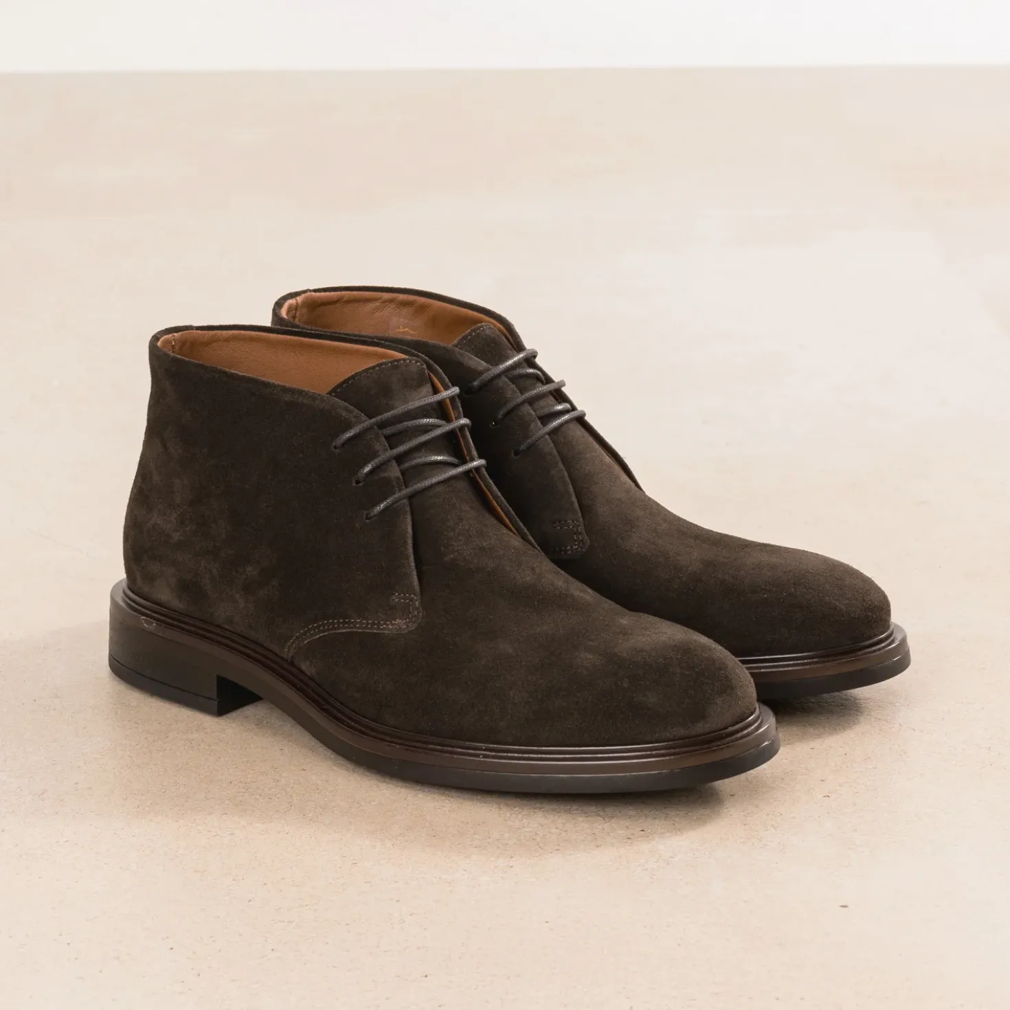 Chukka boots marron cuir velours