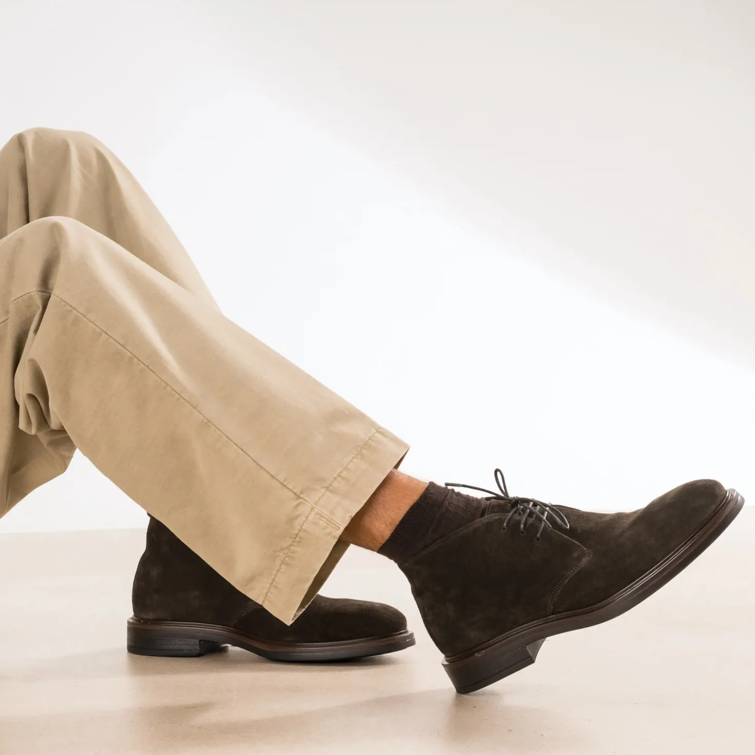 Chukka boots marron cuir velours