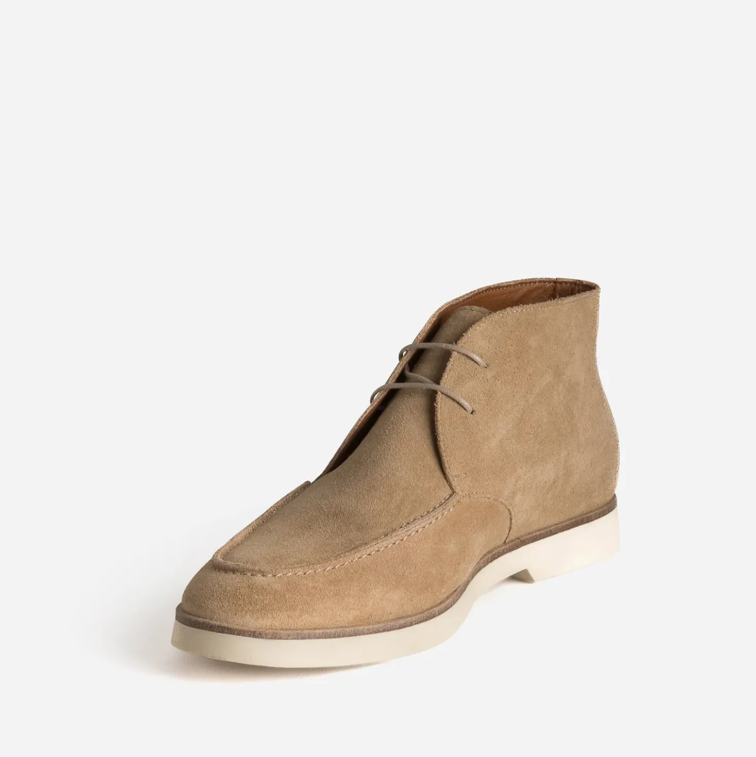 Chukka boots plateau beige cuir velours