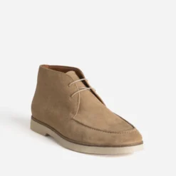 Chukka boots plateau beige cuir velours