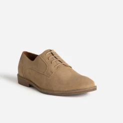 Derby beige cuir velours