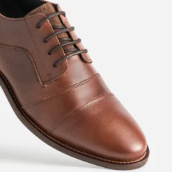 Derby cognac cuir bout droit