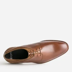 Derby cognac cuir détails cuir velours