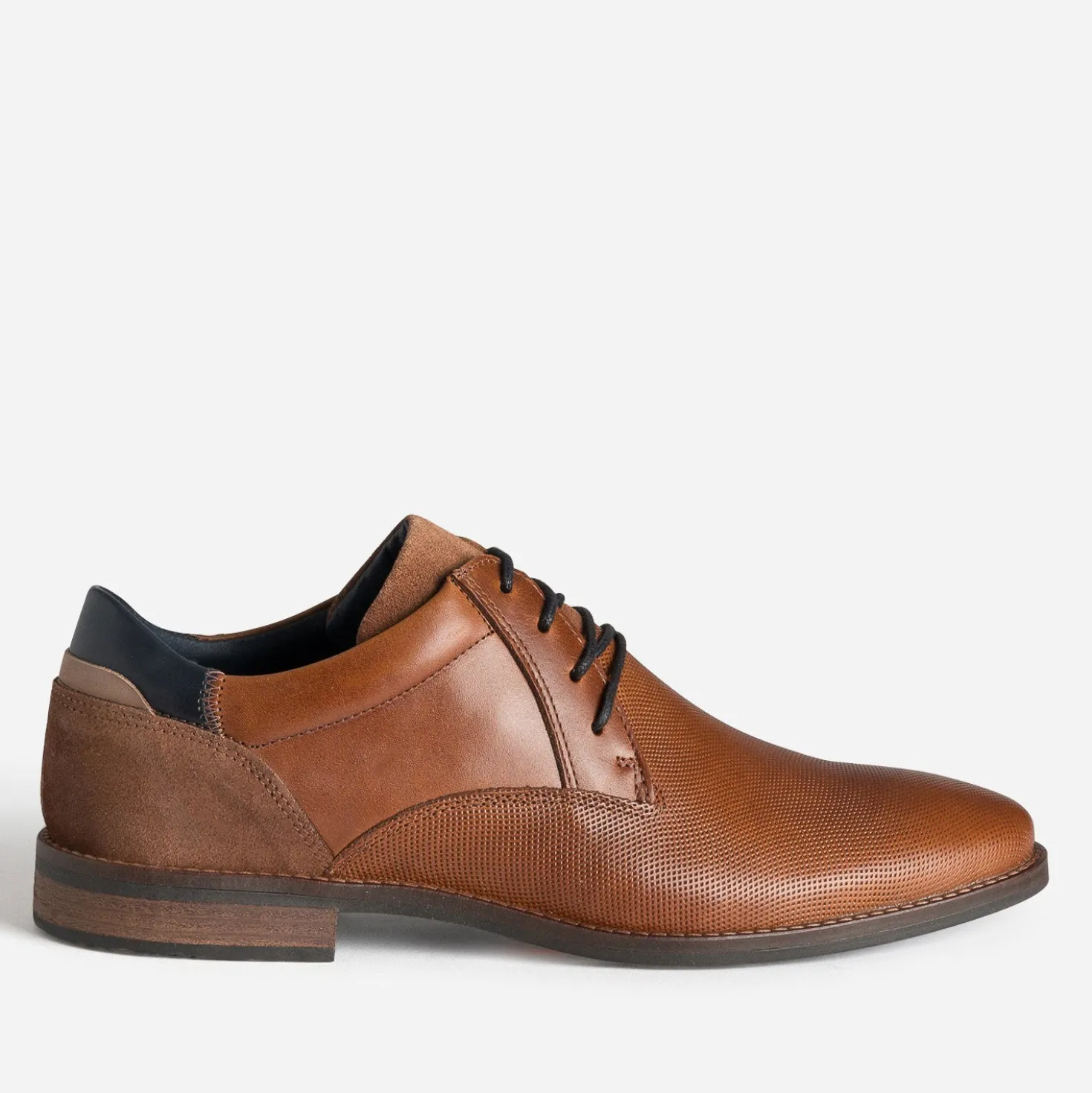 Derby cognac cuir embossé