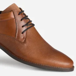 Derby cognac cuir embossé