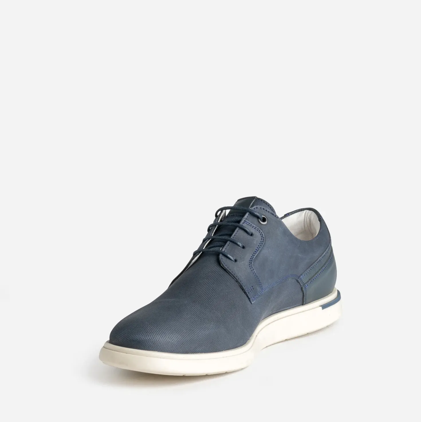 Derby confort bleu cuir éco-conçu