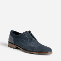 Derby marine cuir velours éco-conçu