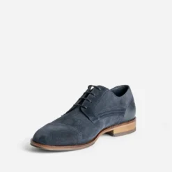 Derby marine cuir velours éco-conçu