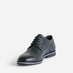 Derby marine en cuir