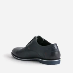 Derby marine en cuir