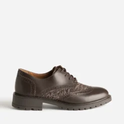 Derby marron cuir et effet tweed