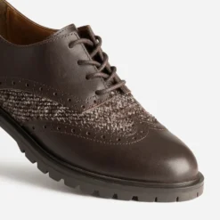 Derby marron cuir et effet tweed