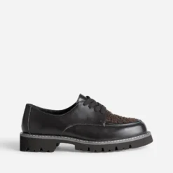 Derby marron cuir et sherpa