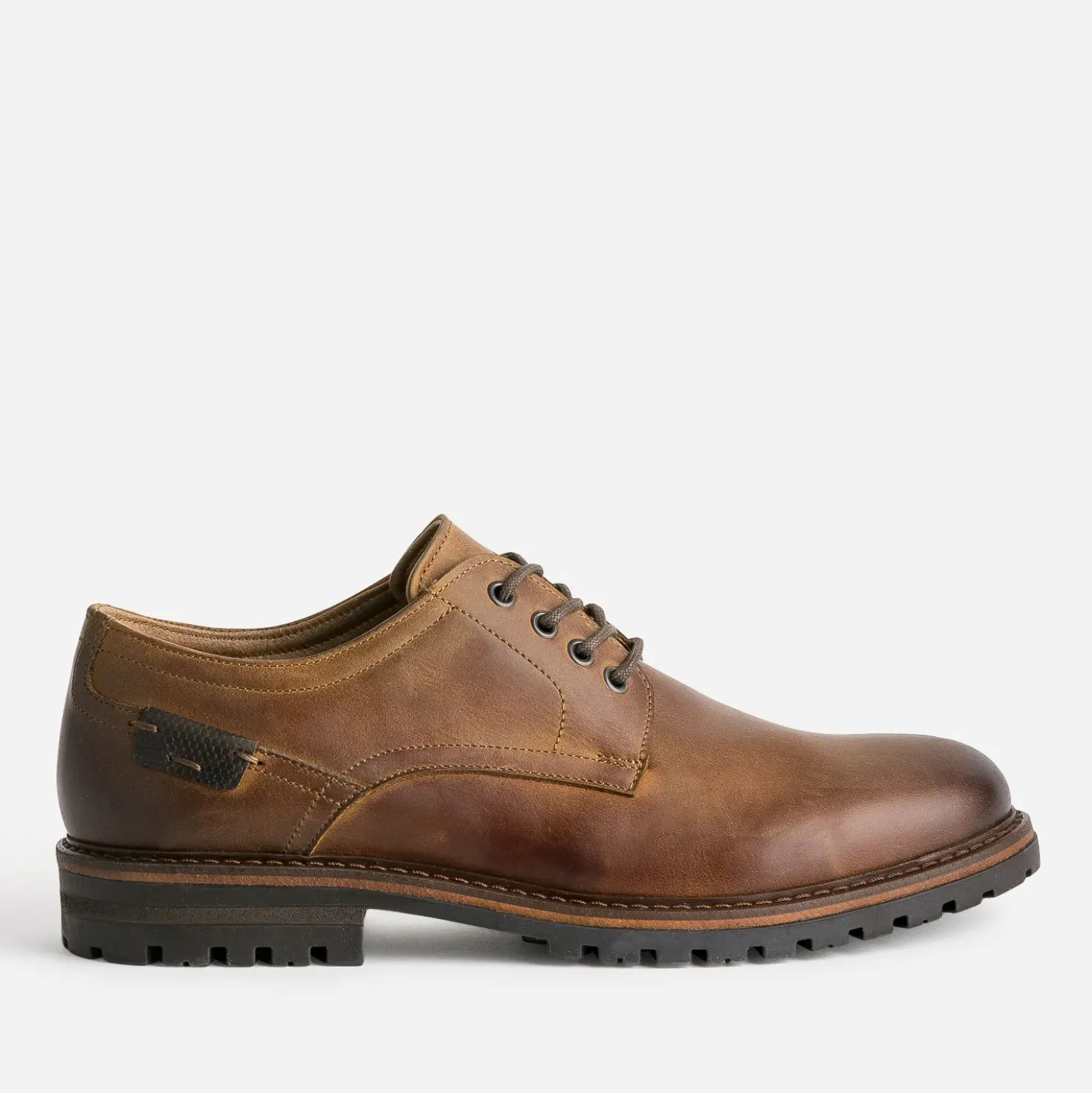 Derby marron cuir semelle crantée