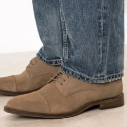 Derby marron cuir velours