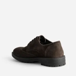 Derby marron cuir velours bout fleuri