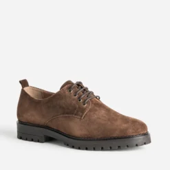 Derby marron cuir velours semelle crantée