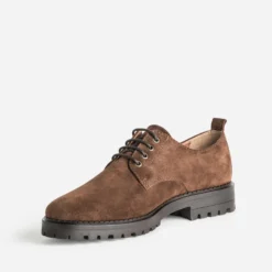 Derby marron cuir velours semelle crantée