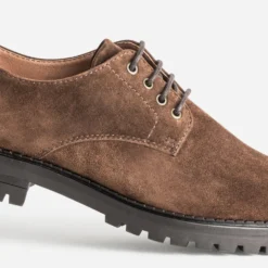 Derby marron cuir velours semelle crantée