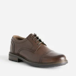Derby marron en cuir détail bout droit