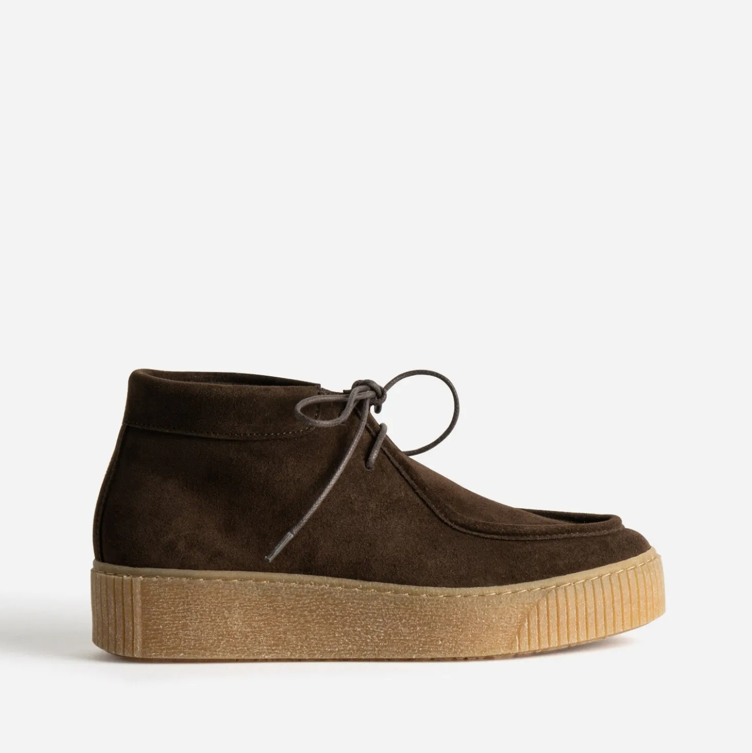 Derby montant plateau marron cuir velours