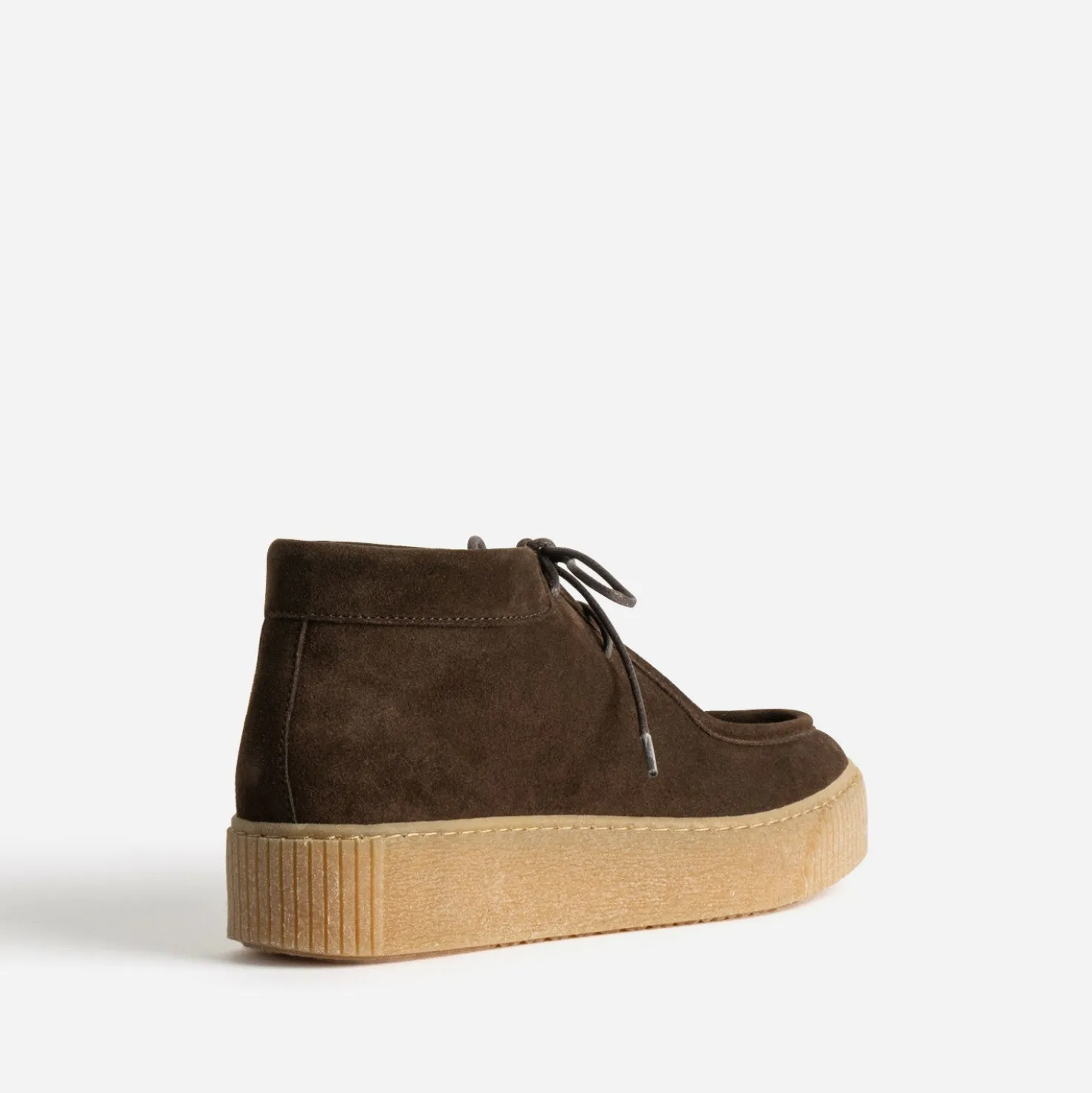 Derby montant plateau marron cuir velours