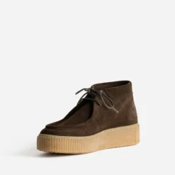 Derby montant plateau marron cuir velours