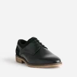 Derby noir cuir détails cuir velours