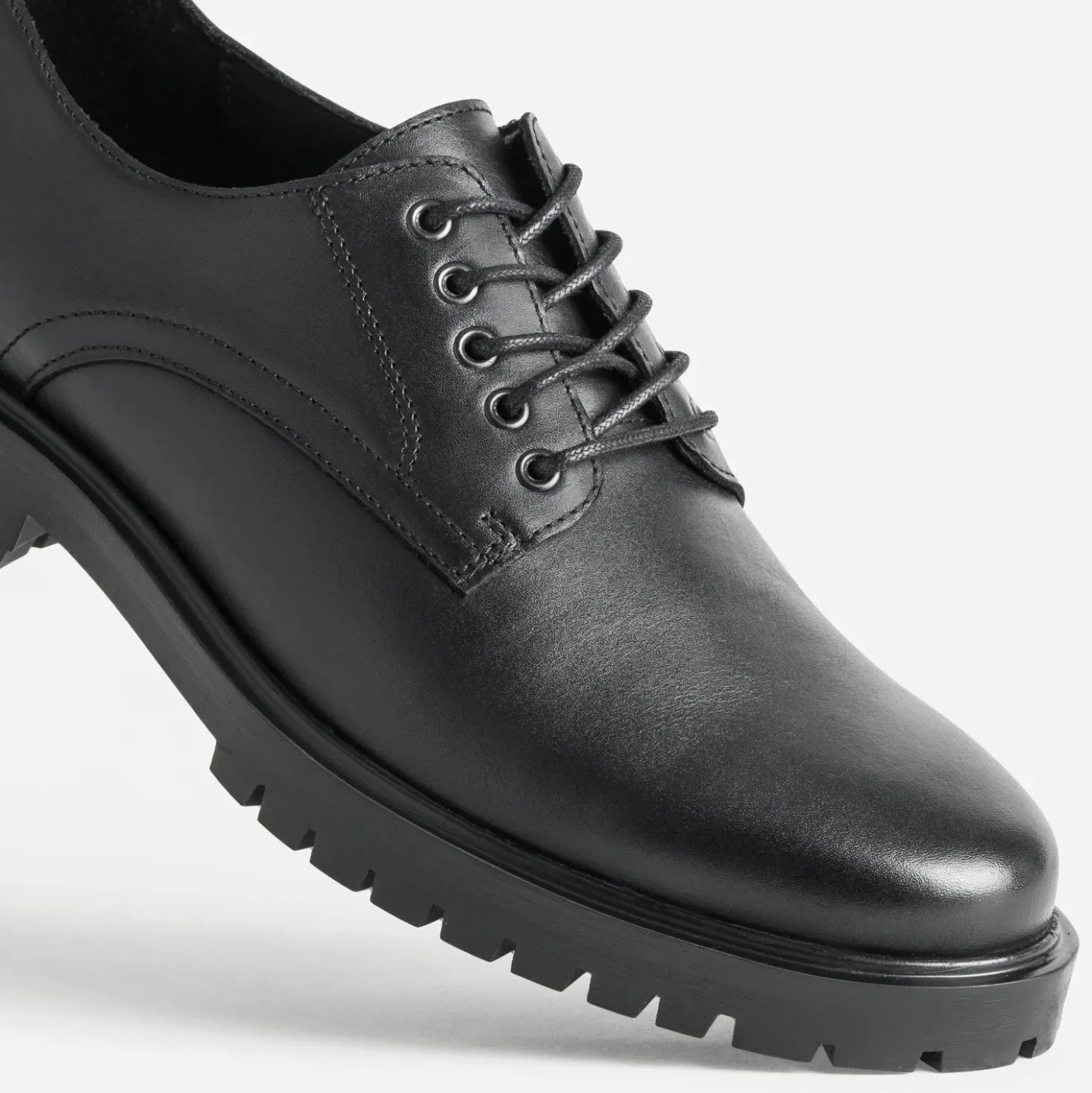 Derby noir cuir semelle crantée