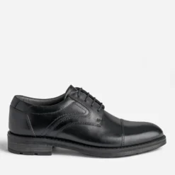 Derby noir en cuir à doublure carreaux