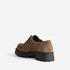 Derby plateau camel cuir velours