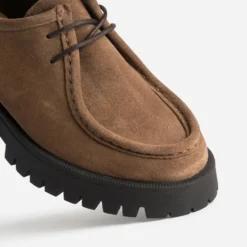 Derby plateau camel cuir velours