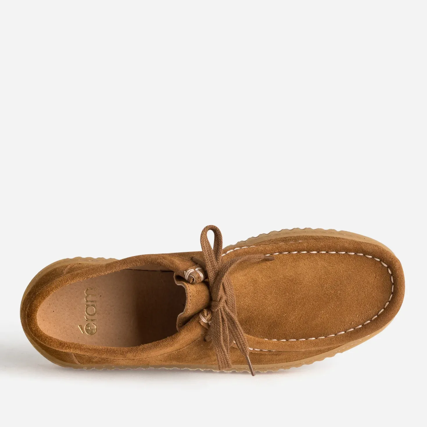 Derby plateau cognac cuir velours
