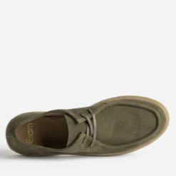 Derby plateau kaki cuir velours