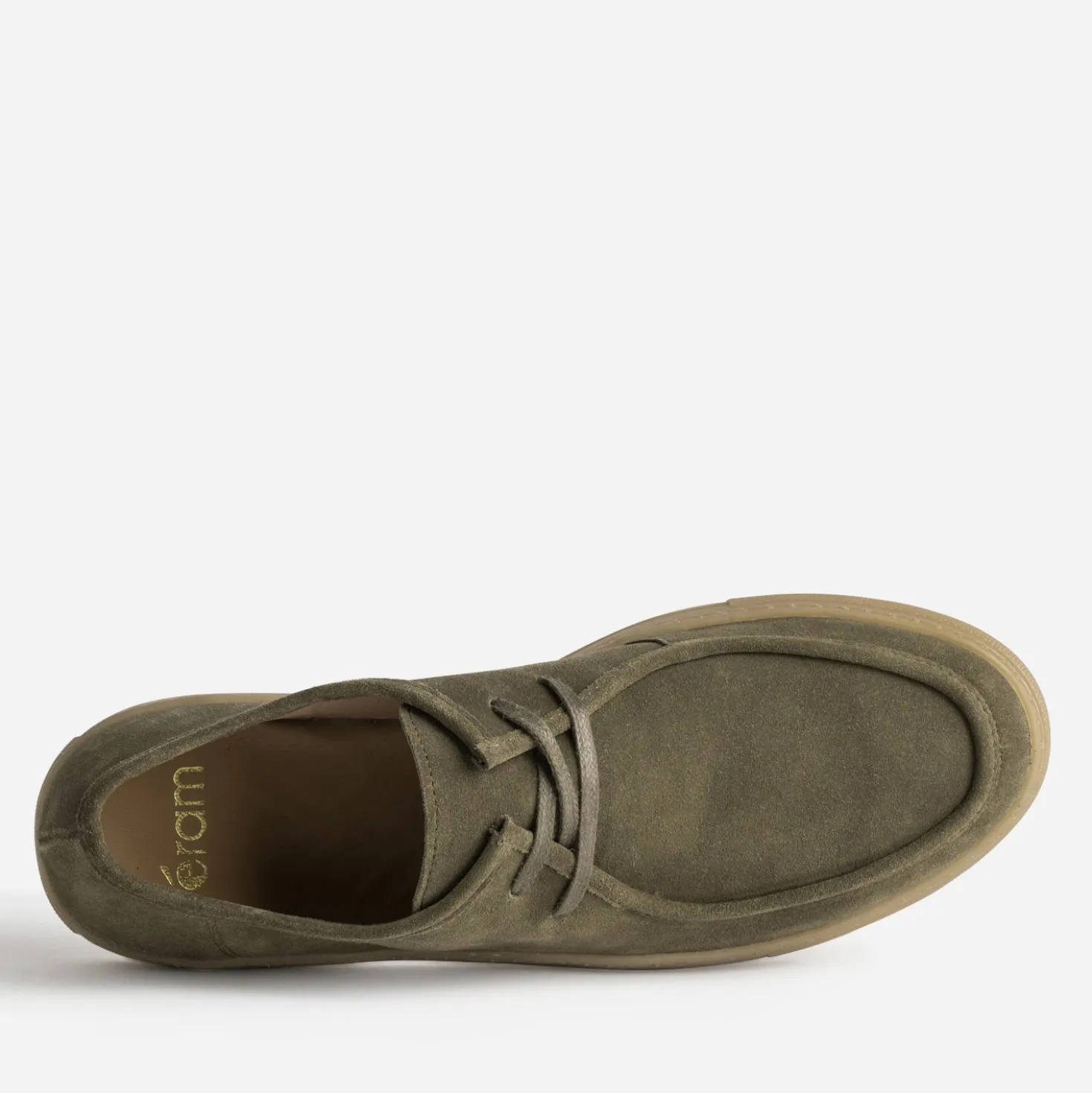 Derby plateau kaki cuir velours