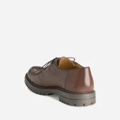 Derby plateau marron cuir semelle crantée