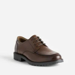 Derby plateau marron cuir semelle crantée