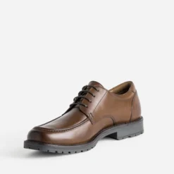 Derby plateau marron cuir semelle crantée
