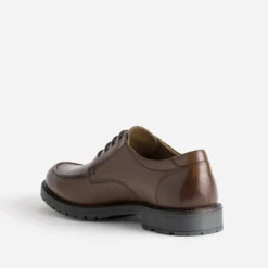 Derby plateau marron cuir semelle crantée