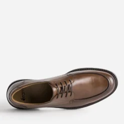 Derby plateau marron cuir semelle crantée